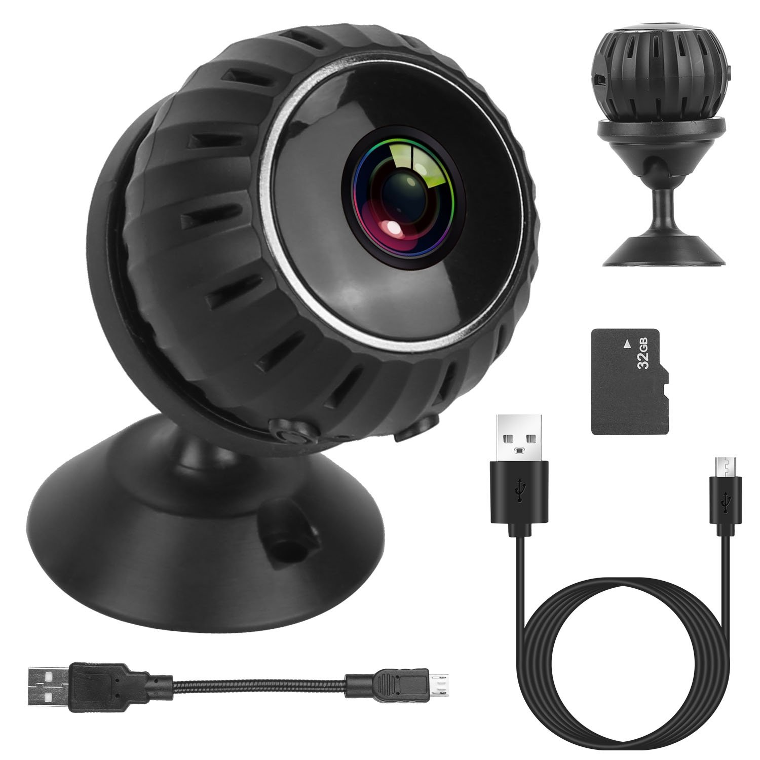 Mini Wireless Camera Wifi IR Night Vision HD 1080p Home Security Camera for Home Indoor Office Baby Pet 32GB Card Included Mini Wireless Camera Wifi IR Night Vision HD 1080p Home Security Camera for Home Indoor Office Baby Pet 32GB Card Included