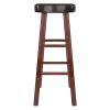 Maria 2-Pc Cushion Seat Bar Stool Set; Espresso & Walnut