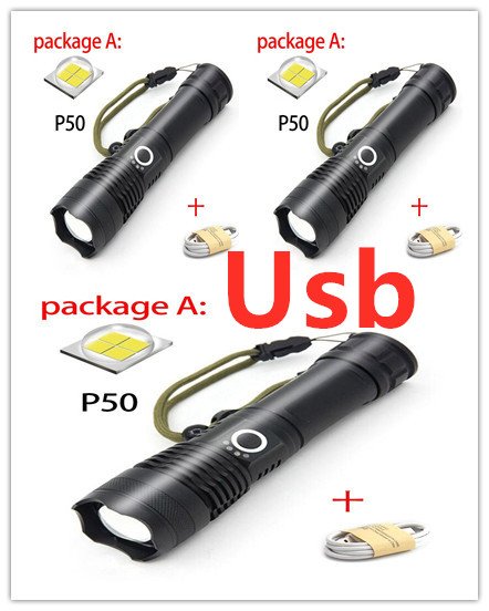 USB Charging Zoom P50 Flashlight USB Charging Zoom P50 Flashlight