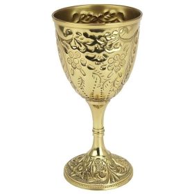 Sophisticated Elegant Spooky Decor As Indoor Ornament (Color: As pic show, Shape: The King's Royal Chalice Embossed Brass Goblet)