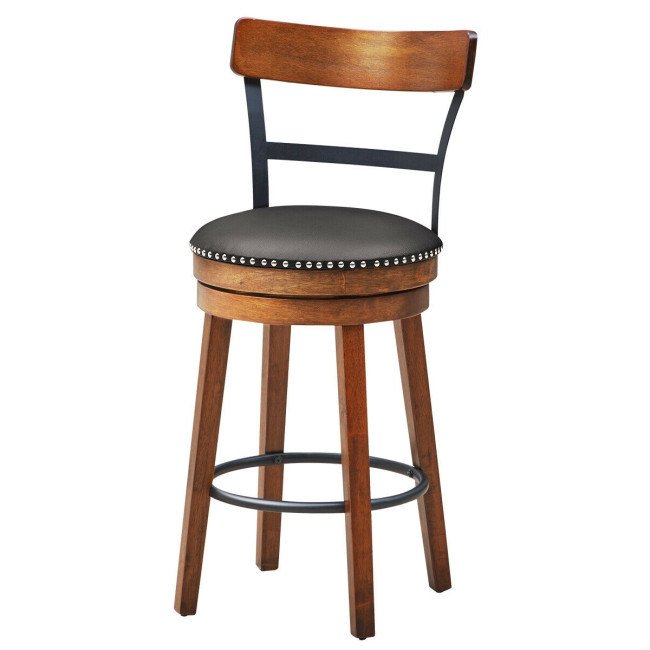 25.5-Inch 360-Degree Bar Swivel Stools with Leather Padded 25.5-Inch 360-Degree Bar Swivel Stools with Leather Padded