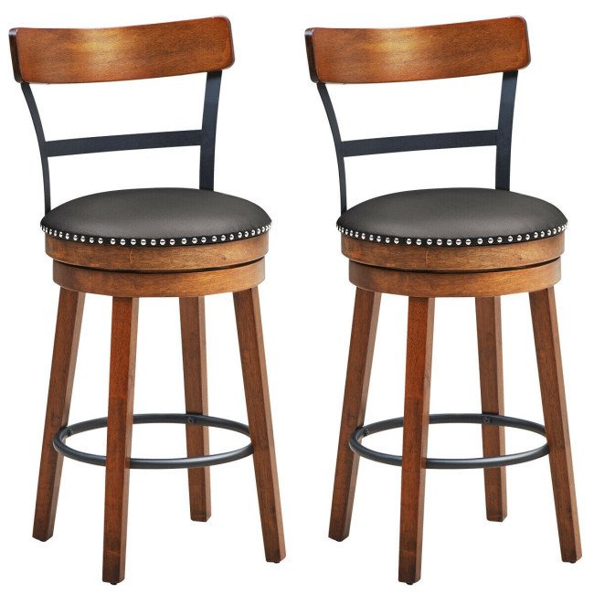 25.5-Inch 360-Degree Bar Swivel Stools with Leather Padded 25.5-Inch 360-Degree Bar Swivel Stools with Leather Padded