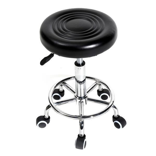 Height Adjustable Mobile Swivel Bar Stool PU Leather Padded Seat Round Stool with Lines Rotation Bar Stool Height Adjustable Mobile Swivel Bar Stool PU Leather Padded Seat Round Stool with Lines Rotation Bar Stool